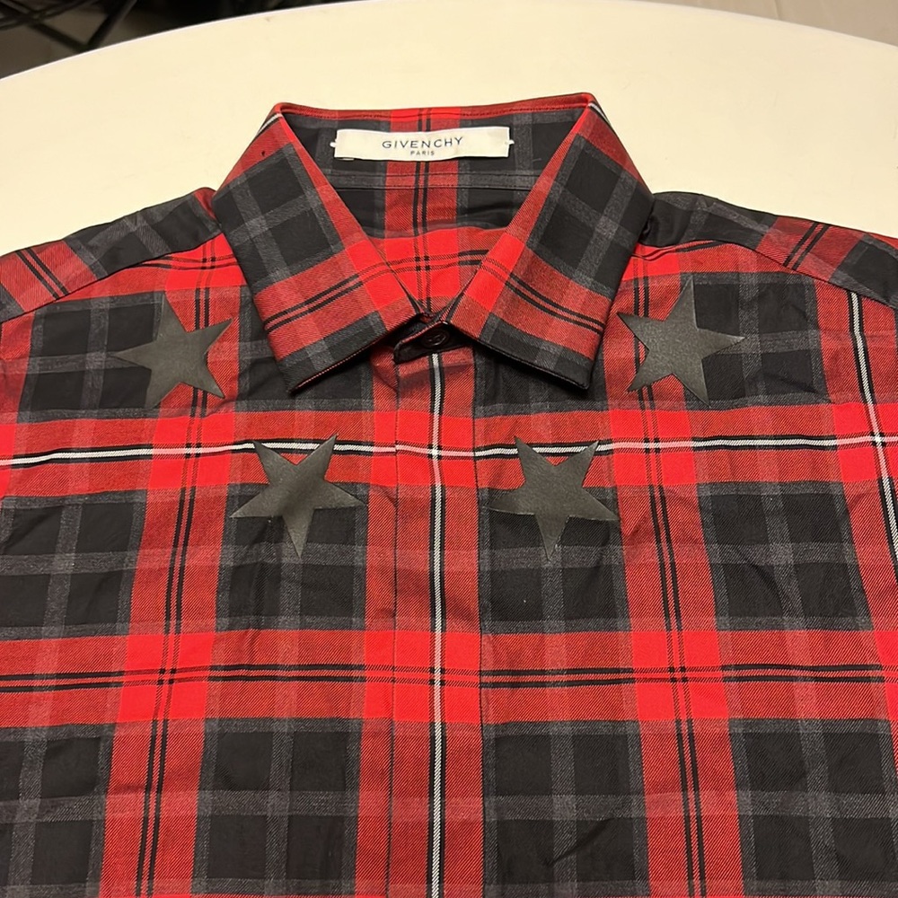 Givenchy Star Print Plaid Button Down *Like New* … - image 2